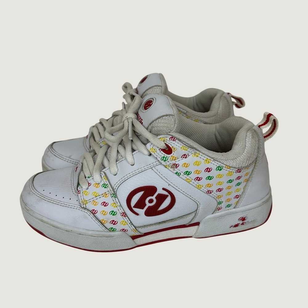 Vtg Y2k Heelys 9171 Roller Shoes White Red Yellow Green Print Skate Sneakers 7